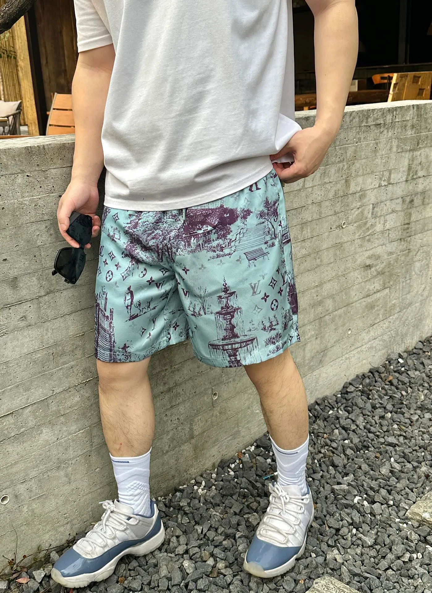 Louis Vuitton/Louis Vuitton City Park Mulberry Silk Suit Shorts